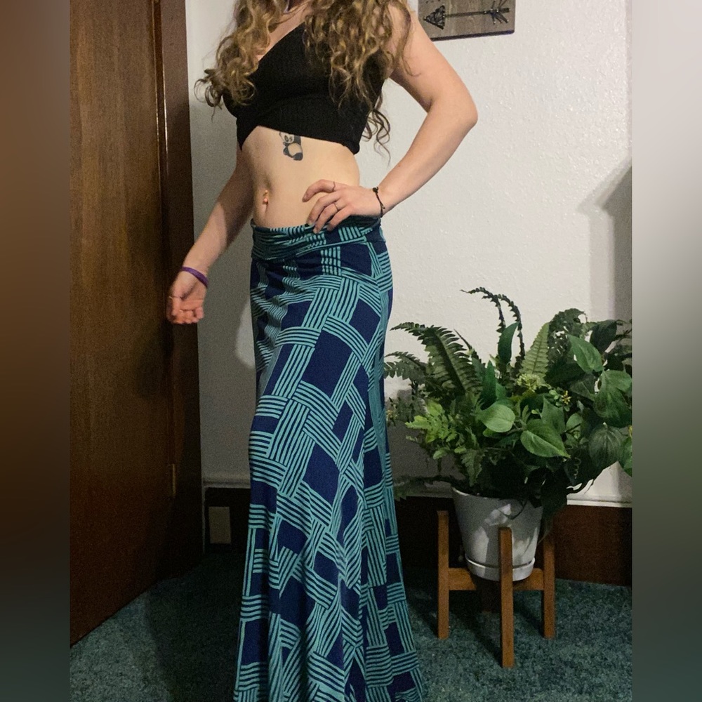 LulaRoe blue long skirt
